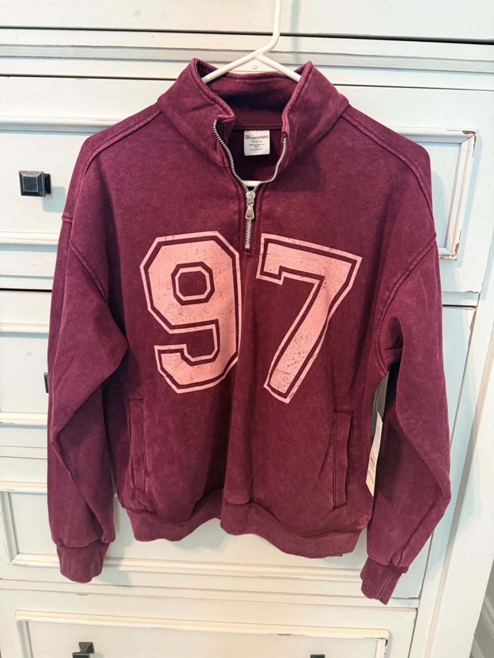 Maroon Quarter-Zip Jacket with '97' Graphic